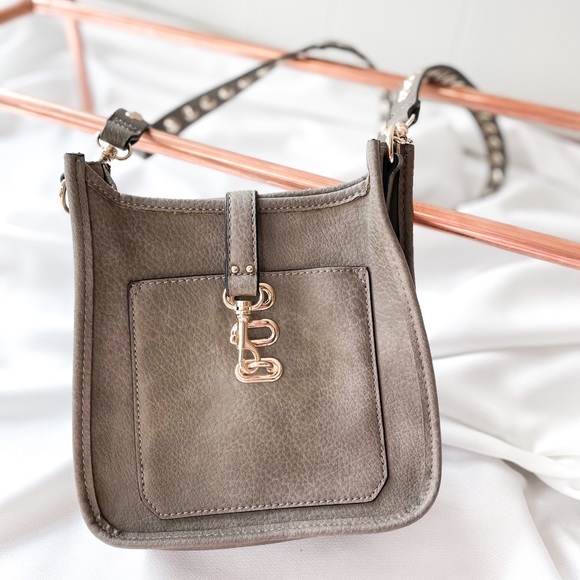 NWOT Grey Studded Crossbody Bag - Picture 3 of 7